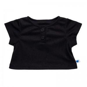 Build-A-Bear Black Henley Tee Tees | EZVTF4708