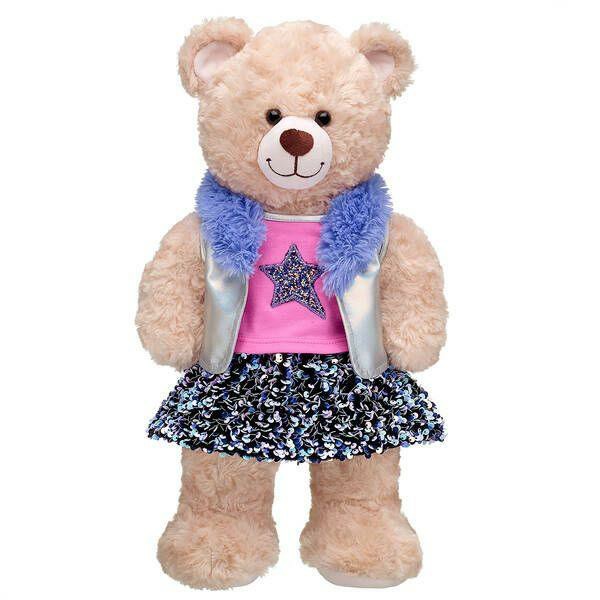 Build-A-Bear Iridescent Vest & Sequin Skirt Set Outfits | BRWXH3618