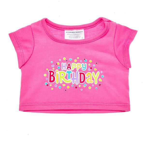 Build-A-Bear Pink Happy Birthday Tee Birthday Gifts | TKEQL0514